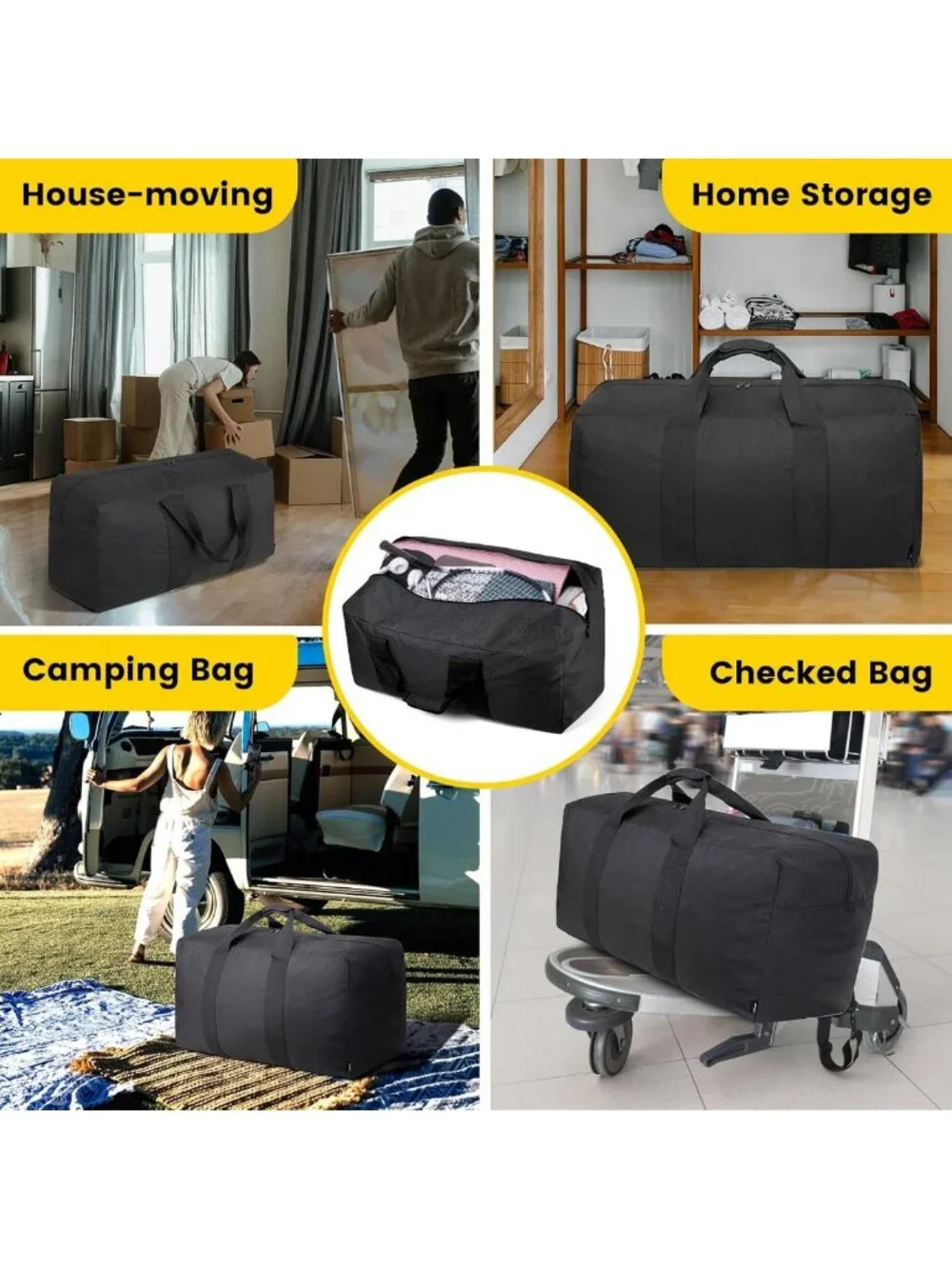 Extra Large 100L Duffle Bag for Travel & Camping - Foldable, Tear-Resistant